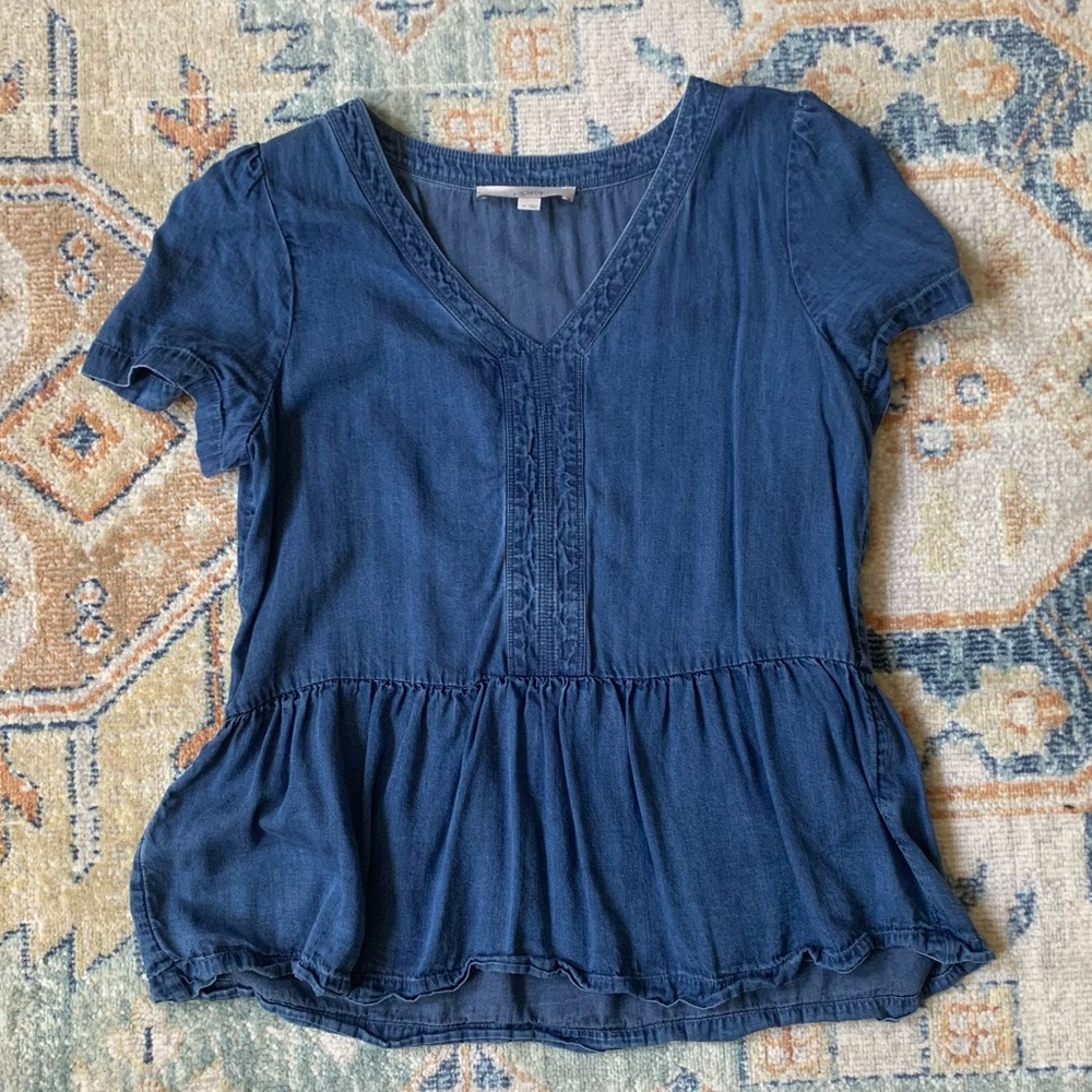 LOFT | Chambray Peplum Top